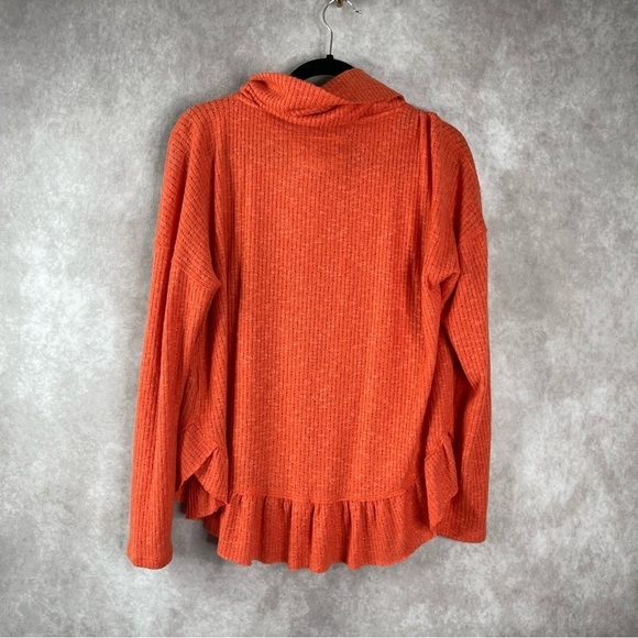 Maeve x Anthropologie Addie Ruffled Hacci Pullover Top In Orange Size S - Picture 3 of 6
